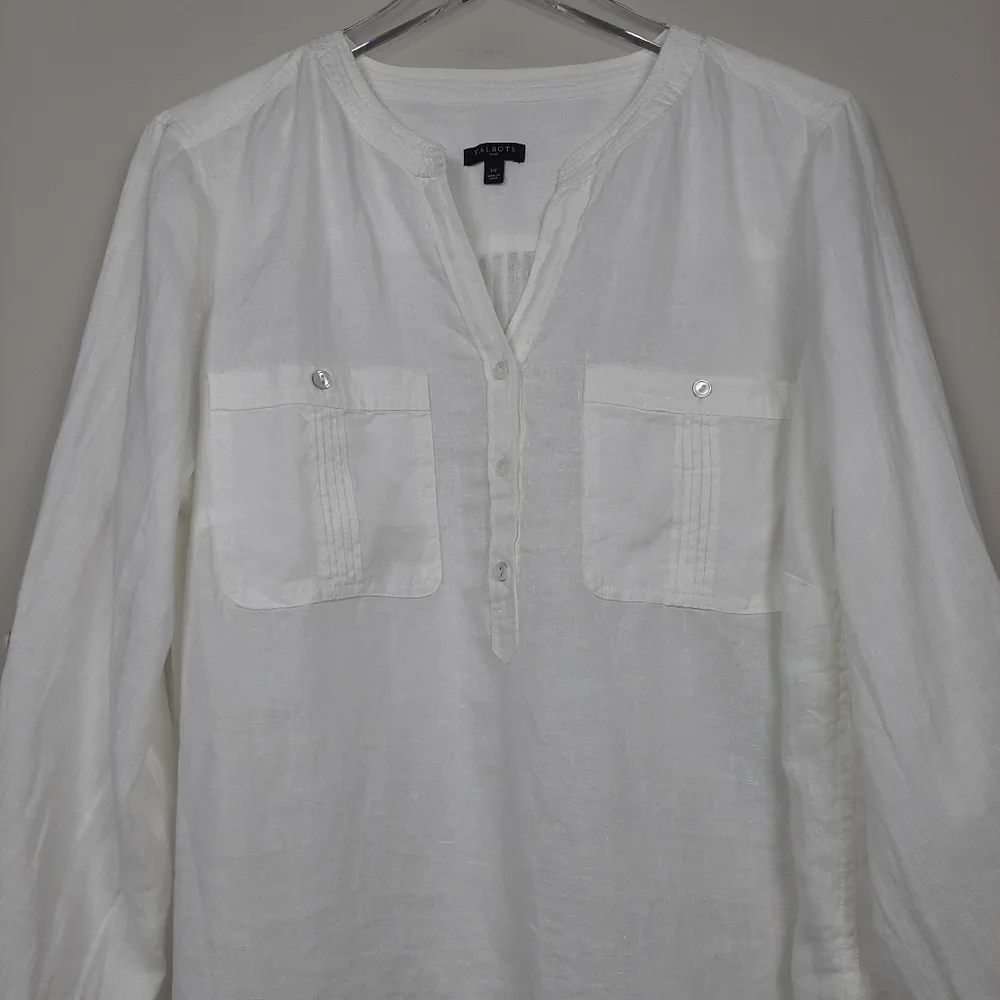 Talbots white linen